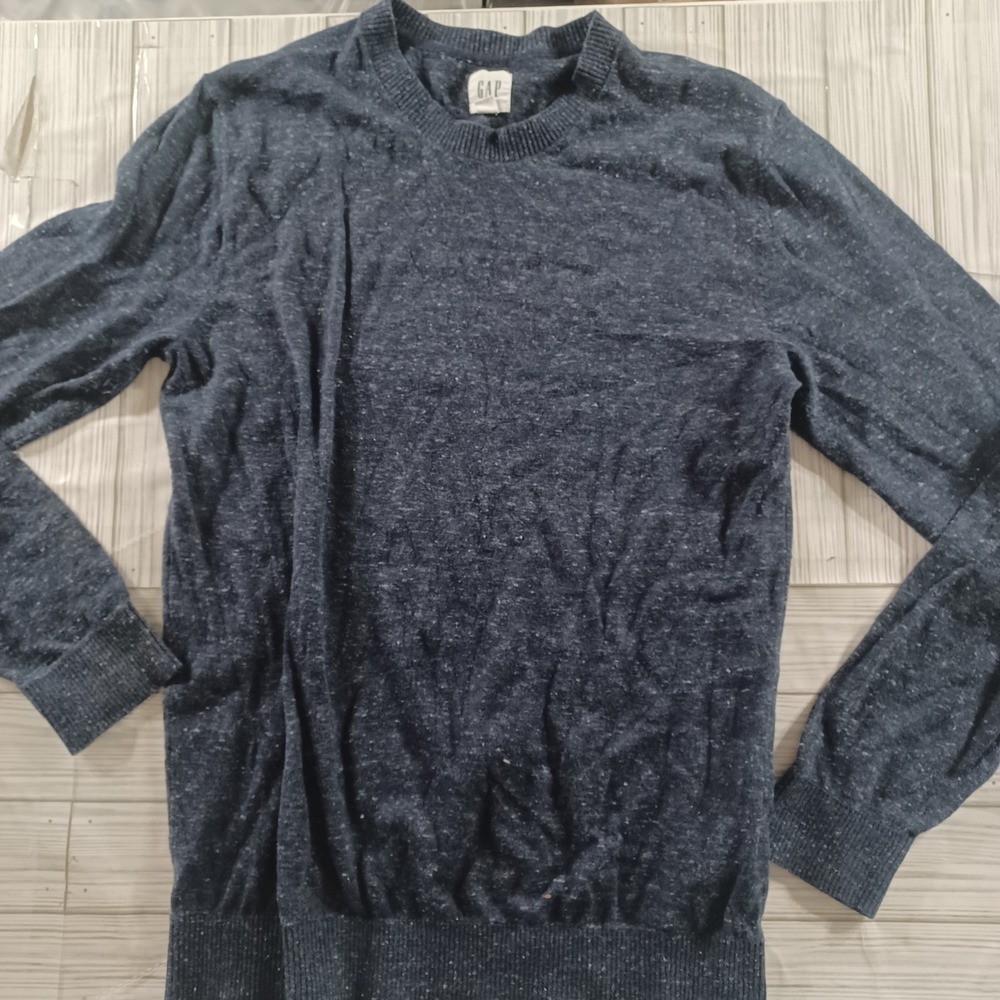 GAP Mens Crewneck Sweater Small Navy Blue Marl Knit Pullover Long Sleeve